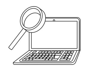 Laptop and lupe design vector illustration