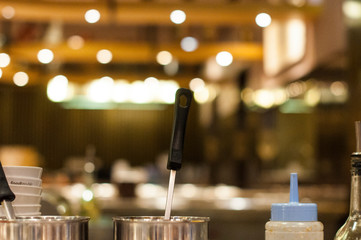 Teppanyaki cooking live at nice Japanese restaurant in Bangkok Thailand