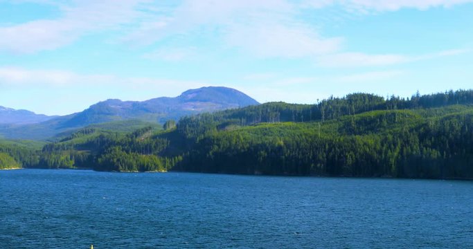 Cruise to Vancouver, in the Alaska Sea, USA, beautiful bay scenery in the afternoon sun
