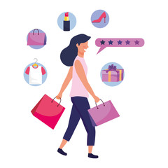 Woman shopping online vector illustration