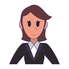 Executive businesswoman character cartoon blue lines