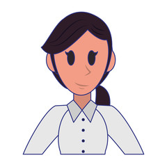 Executive businesswoman character cartoon blue lines
