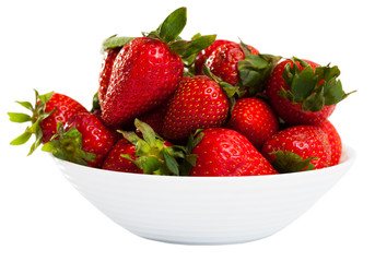 Ripe strawberry in white plate