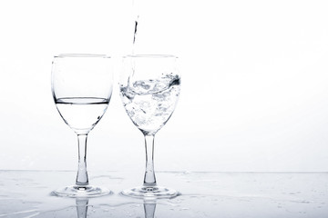 water in wine glass , Water splash