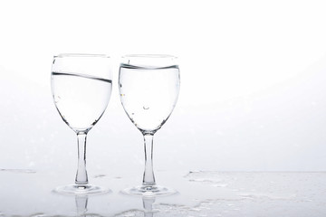 water in wine glass , Water splash