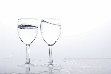 water in wine glass , Water splash