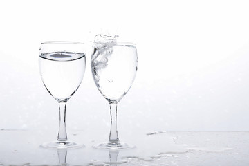 water in wine glass , Water splash