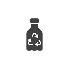 Recycle plastic bottle vector icon. filled flat sign for mobile concept and web design. Bottle with Recycling arrows glyph icon. Symbol, logo illustration. Vector graphics