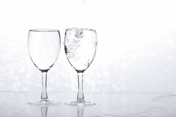 water in wine glass , Water splash
