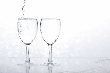 water in wine glass , Water splash
