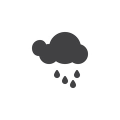 Fototapeta na wymiar Cloud with rain drops vector icon. filled flat sign for mobile concept and web design. Rainy cloud glyph icon. Water cycle symbol, logo illustration. Vector graphics
