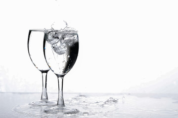 water in wine glass , Water splash
