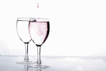 water in wine glass , Water splash