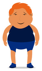 happy Fat man in blue t-shirt and shorts.