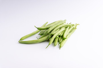 Green bean bunch closeup. Fresh Green bean  Also known as French beans, string beans, snap bean, snaps and haricots vert.