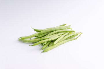 Green bean bunch closeup. Fresh Green bean  Also known as French beans, string beans, snap bean, snaps and haricots vert.