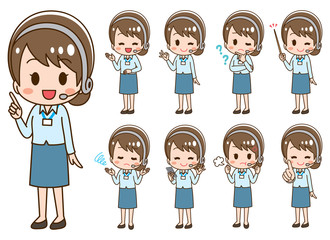 Operator woman headset illustration