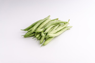 Green bean bunch closeup. Fresh Green bean  Also known as French beans, string beans, snap bean, snaps and haricots vert.