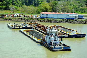 Industrial landscape of the Panama Canal.