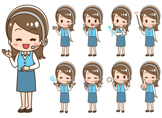 Operator woman headset illustration