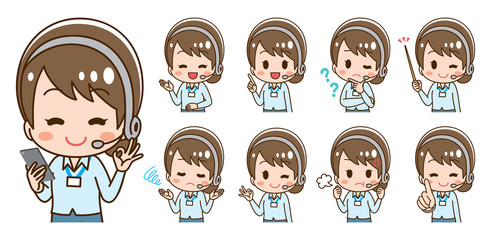 Operator woman headset illustration