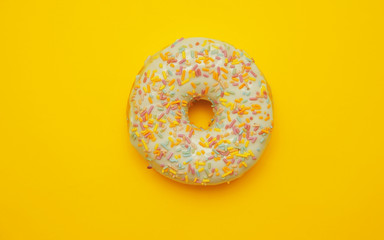 Tasty donuts on pink background. National donuts day.