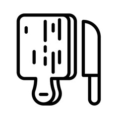 Knife and chopping boad vector, Barbecue related line style editable stroke icon