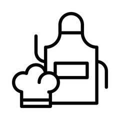 Chef hat and apron vector, Barbecue related line style editable stroke icon