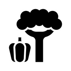 Bell pepper and broccoli vector, Barbecue related solid style icon