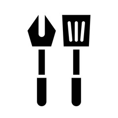Fork and spatula vector, Barbecue related solid style icon
