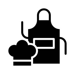 Chef hat and apron vector, Barbecue related solid style icon