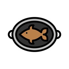Grilled fish vector, Barbecue related filled style editable stroke icon
