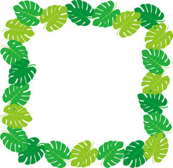 Naklejka premium モンステラ フレーム シンプル グリーン 素材 