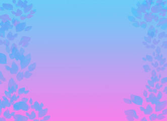  translucent leaves on pink blue background