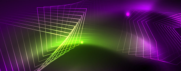 Shiny glowing design background, neon style lines, technology concept, vector