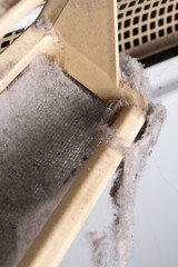 Dirty and clogged lint screen from a dryer