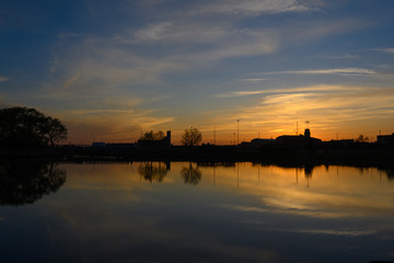 sunset reflection of lake