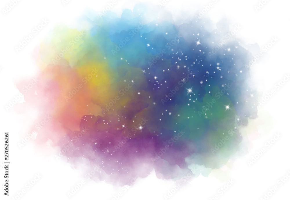 Wall mural star field in galaxy space with nebula, abstract watercolor digital art painting for texture backgro
