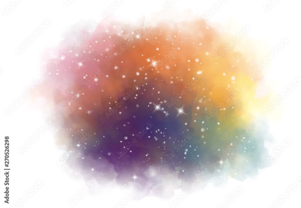 Wall mural star field in galaxy space with nebula, abstract watercolor digital art painting for texture backgro