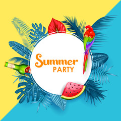 Fototapeta na wymiar illustration of Summer time poster wallpaper for fun party invitation banner template