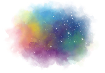 Star field in galaxy space with nebula, abstract watercolor digital art painting for texture...