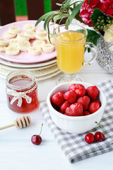 Bowl of strawberries ready to eat. Healthy food