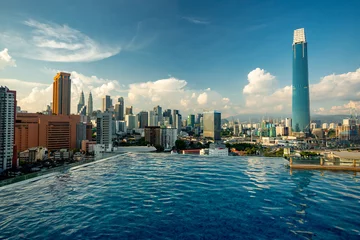 Crédence de cuisine en verre imprimé Kuala Lumpur Kuala Lumpur skyline pool view