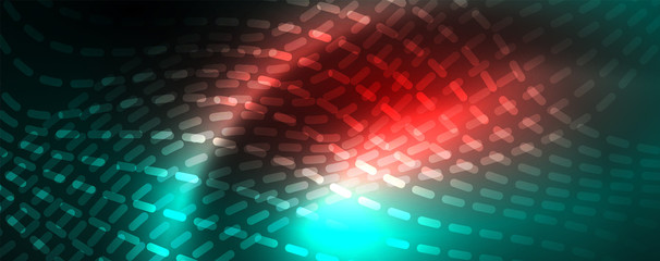 Fototapeta premium Shiny neon vector wave line abstract background, motion concept