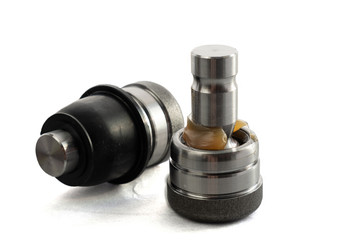 Tie rod end or ball joint isolated on white, automotive part