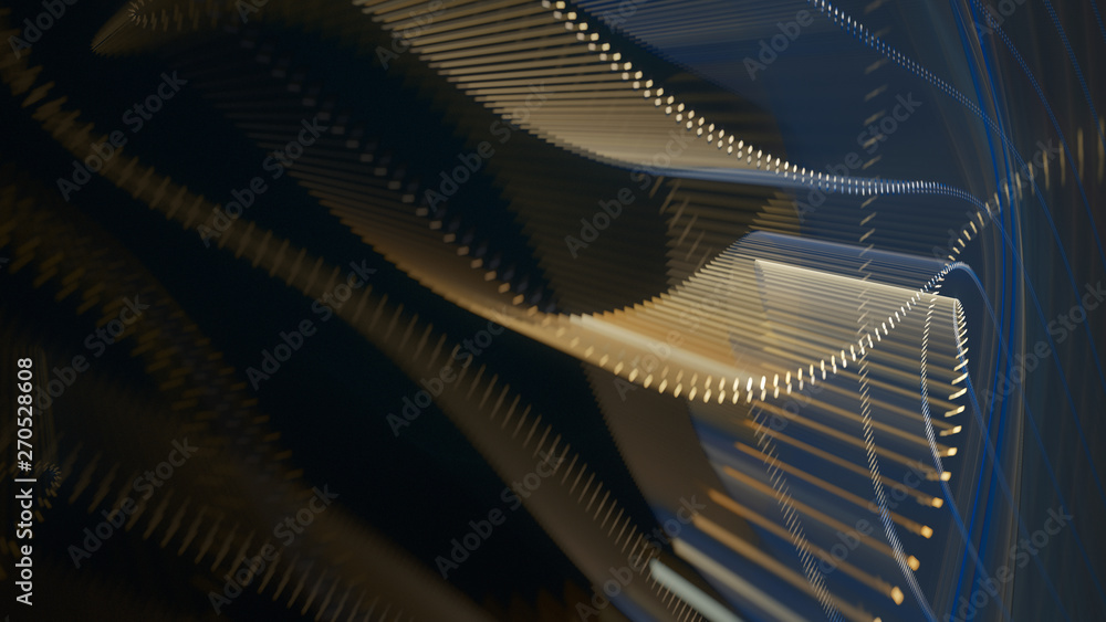 Fototapete abstract generative art background. 3d illustration. fractal graphics composition of dots, waves and