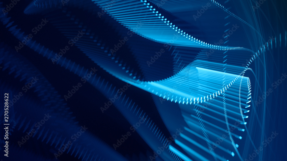 Fototapete abstract generative art background. 3d illustration. fractal graphics composition of dots, waves and