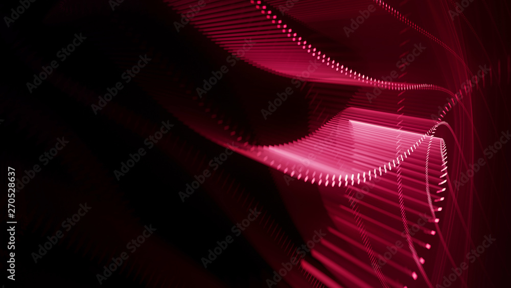 Fototapete abstract generative art background. 3d illustration. fractal graphics composition of dots, waves and