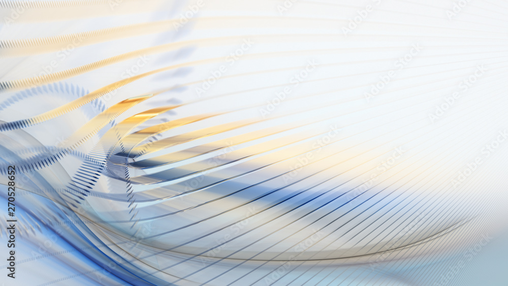 Fototapete Abstract generative art background. 3d illustration. Fractal graphics composition of dots, waves and rays of light. Science and digital technology concept.