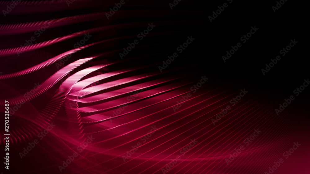 Fototapete Abstract generative art background. 3d illustration. Fractal graphics composition of dots, waves and rays of light. Science and digital technology concept.
